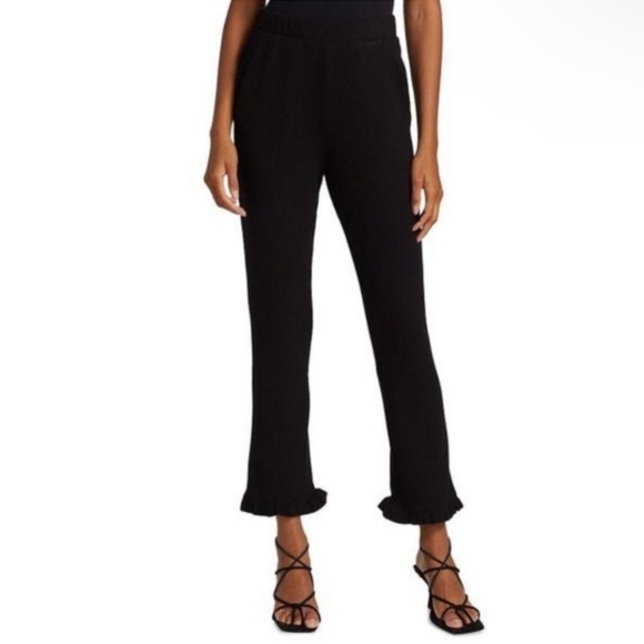 n:PHILANTHROPY Revolve Talker Rib-Knit Ruffle Hem Black Pant size Medium. NWT - Picture 1 of 12